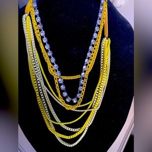 Yellow with Rhinestone Necklace